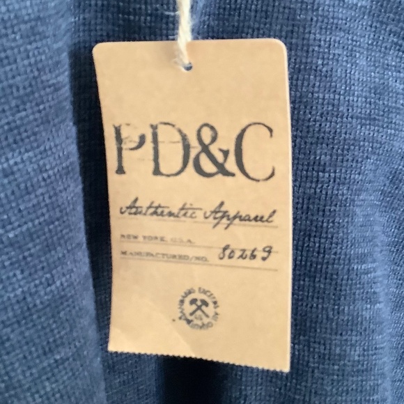 Mens XL - New PD&C Long Sleeve Henley Button Shirt Navy Blue Cotton Polyester - Picture 6 of 10